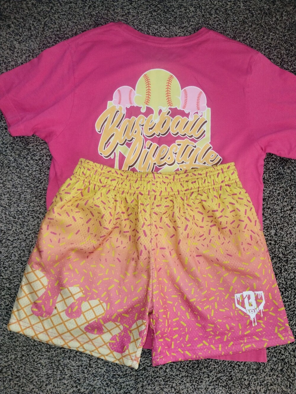 Baseball Lifestyle 101 Strawberry Lemonade Ice Cream Tee And Shorts Youth